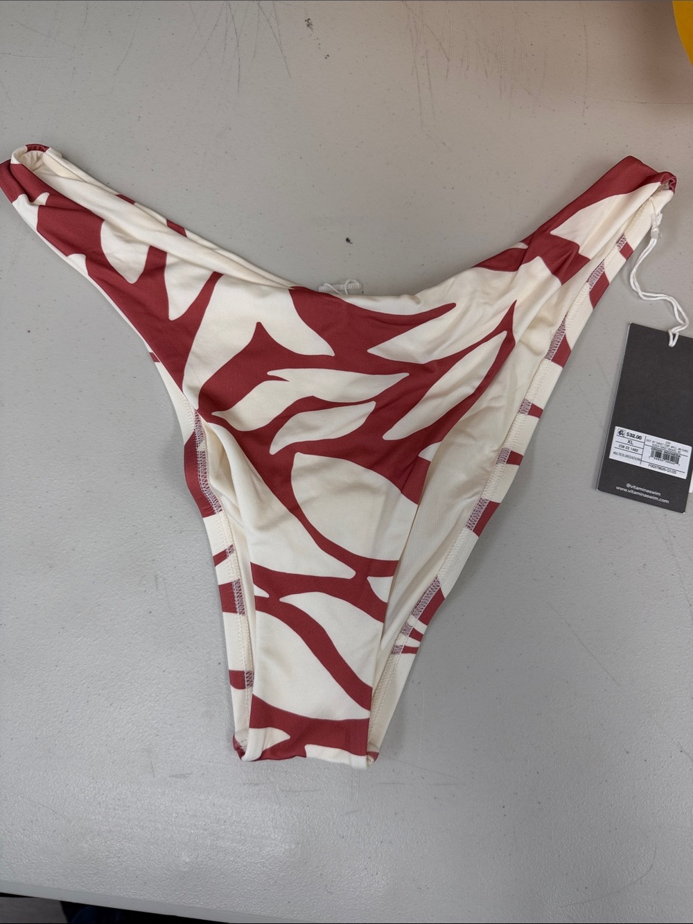 Vitamin A Women’s High-Cut Bikini Bottom in Cream & Rust Zebra Print XL new